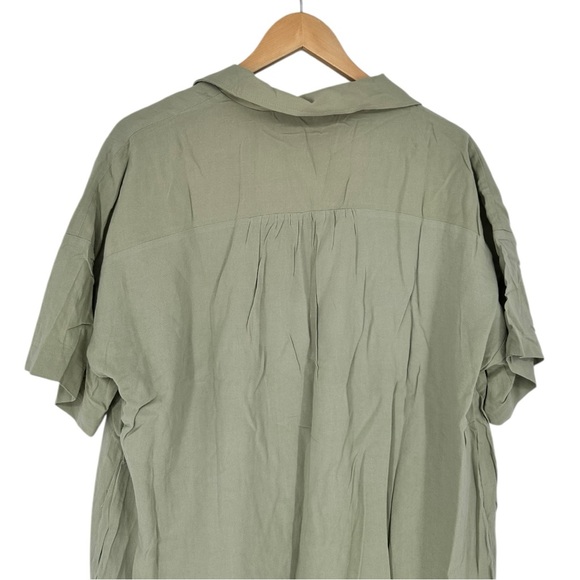 Heyson Sage Green Collared V Neck Short Sleeve Blouse size 1X NWT Relaxed Fit - Picture 5 of 11